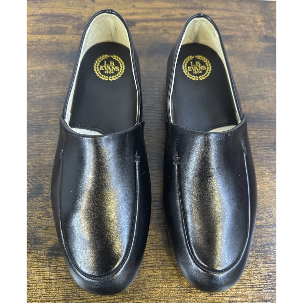 L.B. Evans Duke Opera Mens Black Leather Casual Slippers Slip On Shoes Size 8M 8 - Picture 6 of 15